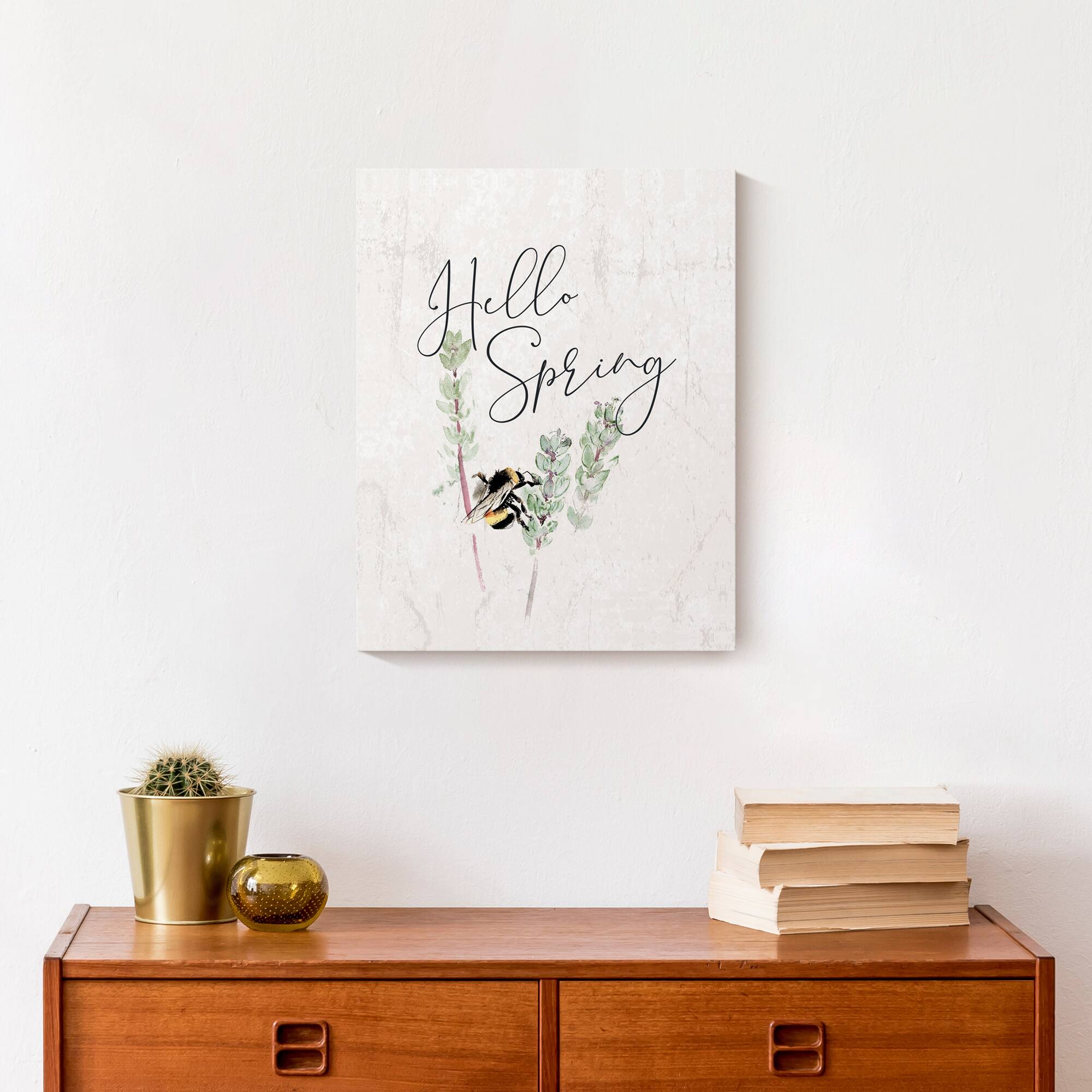 Hello Spring Bee 11" x 14" Canvas Wall Art